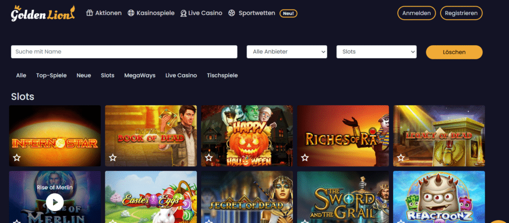 Golden Lion Casino Banner