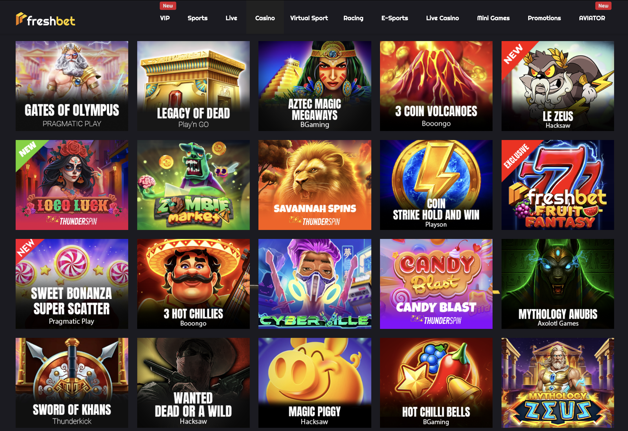 What Can You Play at Freshbet Banner